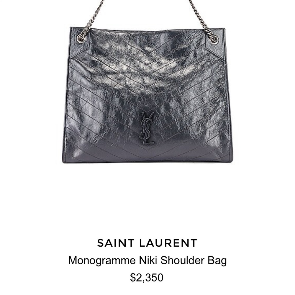 Saint Laurent YSL Niki Large Chevron Shopper in Smoke